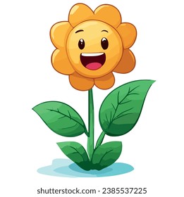 Cute flower cartoon with emoji vector illustration