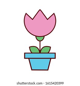 cute flower in ceramic pot garden vector illustration design