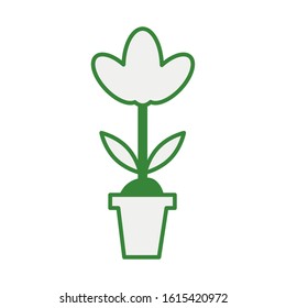 cute flower in ceramic pot garden vector illustration design