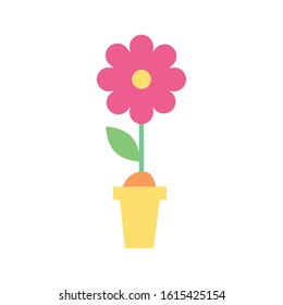 cute flower in ceramic pot garden vector illustration design