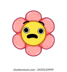 cute flower character cartoon. funny comic, trendy sticker, spring floral cute flower character sign. isolated symbol vector illustration