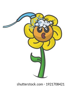 cute flower character design vector template illustration