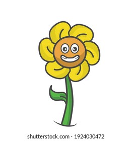 cute flower character design vector template illustration