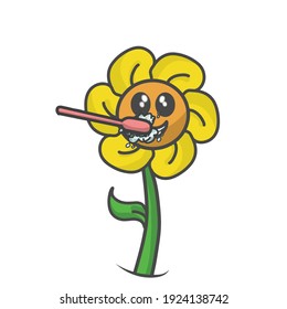 cute flower character design vector template illustration
