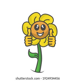 cute flower character design vector template illustration