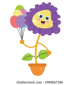 Cute flower character vector template design