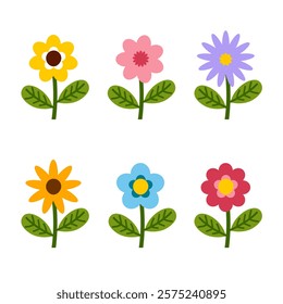 Cute flower collection. Set of flowers. Simple flower isolated.