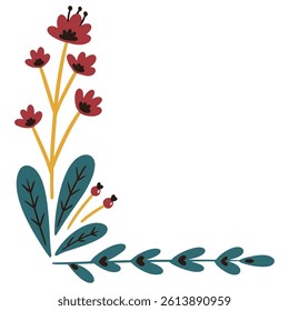 Cute flower corner decoration art illustration vector 