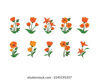 Niedliche Blume Design Element Set 
