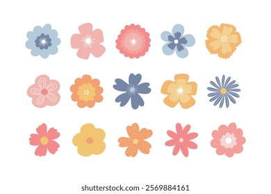 Cute flower doodle hand drawn in pastel color