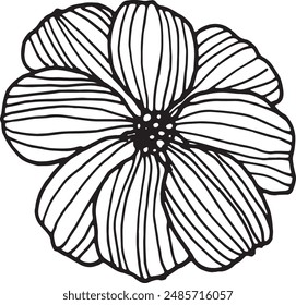 Cute Flower Doodle Line Art Hand Drawn 