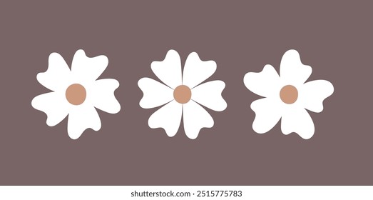 Cute flower elements collection vector. Abstract hand drawn flower plant illustration for deco, sticker, clipart, and print.