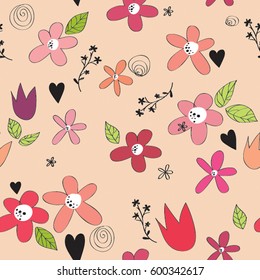 Cute Flower Endless Seamless nature Pastel Ornament Vector Illustration