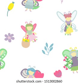 cute flower fairy seamless pattern fantasy imagination