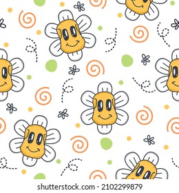 Cute flower flat cartoon pattern illustrations