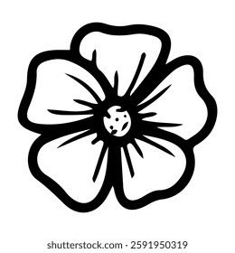 Cute flower. Hand drawn doodle. Beautiful plant. Blooming bud. Botanical element. Chamomile, daisy. Vector line art illustration.