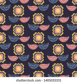 Cute flower hand drawn scandinavian seamless pattern