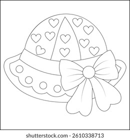 Cute Flower Hat illustration coloring page .