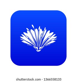 Cute flower icon blue vector isolated on white background