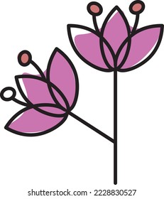 Cute Flower Icon In Flat Design. Icon set of flower with color. Set of decorative floral design elements. Flat cartoon vector illustration. Illustration of nature flower spring and summer in garden.
