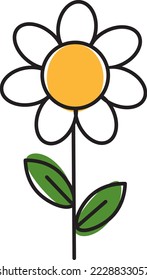 Cute Flower Icon In Flat Design. Icon set of flower with color. Set of decorative floral design elements. Flat cartoon vector illustration. Illustration of nature flower spring and summer in garden.