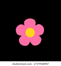 Icono lindo de la flor en estilo plano de la ilustración para el diseño decorativo. Adecuado para temas de primavera, contenido para niños, pegatinas, tarjetas e imágenes alegres.