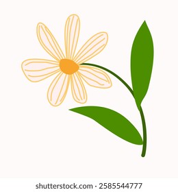 Cute flower illustration. Vector flower flat. Simple flower clipart.