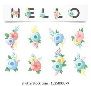 Cute flower illustrations for design templates, these designs can also be edited and can be printed and can also be used to meet your design needs.