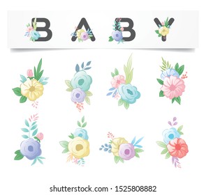 Cute flower illustrations for design templates, these designs can also be edited and can be printed and can also be used to meet your design needs.