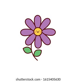 Cute Flower Kawaii Character Icon Vector Illustration Design