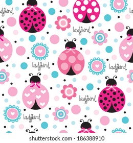 cute and flower ladybird pattern vector illustration