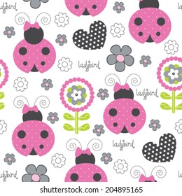 cute and flower ladybird pattern vector illustration