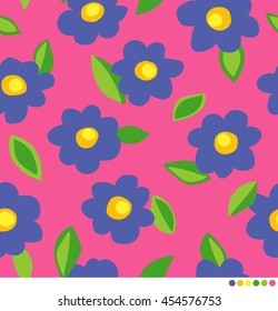 Cute flower and leaf pattern vector background