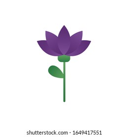 cute flower with leaf spring degradient style icon vector illustration design