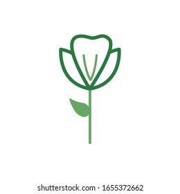 cute flower with leaf spring half color style icon vector illustration design