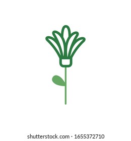 cute flower with leaf spring half color style icon vector illustration design