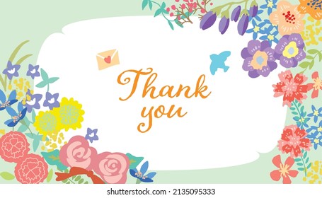 Cute flower leaf Thank you illustration