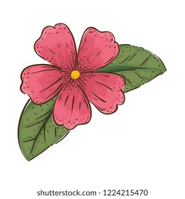 cute flower with leafs decorative