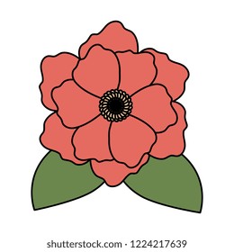 cute flower with leafs decorative