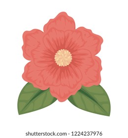 cute flower with leafs decorative
