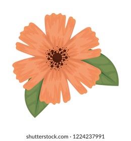 cute flower with leafs decorative