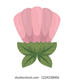 cute flower with leafs decorative