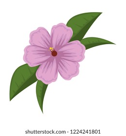 cute flower with leafs decorative
