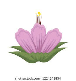 cute flower with leafs decorative