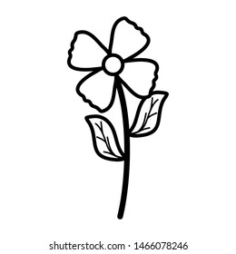 cute flower and leafs garden plant decorative icon