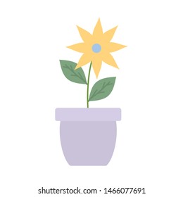 cute flower and leafs plant in ceramic pot