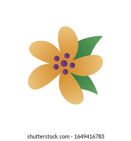 flor linda con hojas estilo de degradado de primavera icono ilustración vectorial