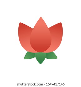 flor linda con hojas estilo de degradado de primavera icono ilustración vectorial
