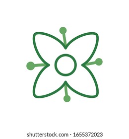 cute flower with leafs spring half color style icon vector illustration design