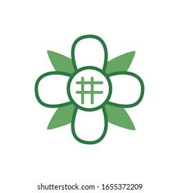 flor tierno con hojas estilo medio color de primavera icono ilustración vectorial